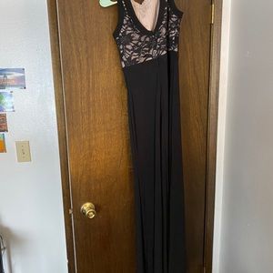 Black and nude floor length evening gown